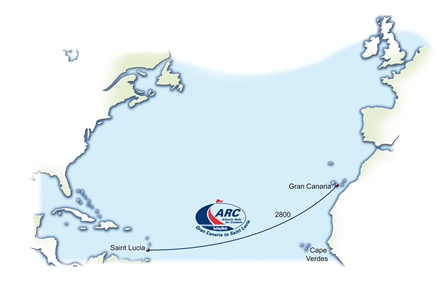 kaart van de Atlantic Rally for Cruisers