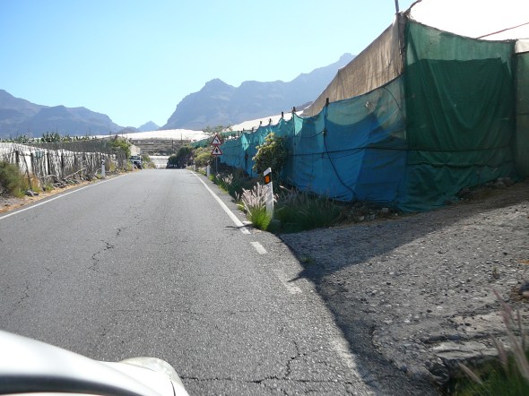 bananenplantages bij Punta de la Aldea met irrigatie vanaf stuwmeren