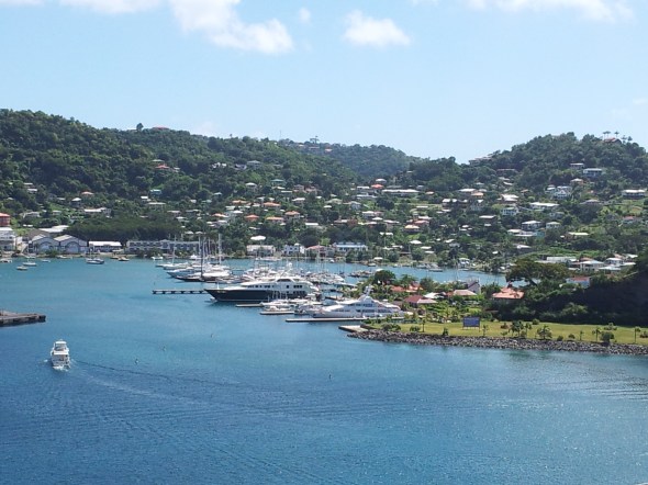 Zicht op Port Louis vanaf Fort George