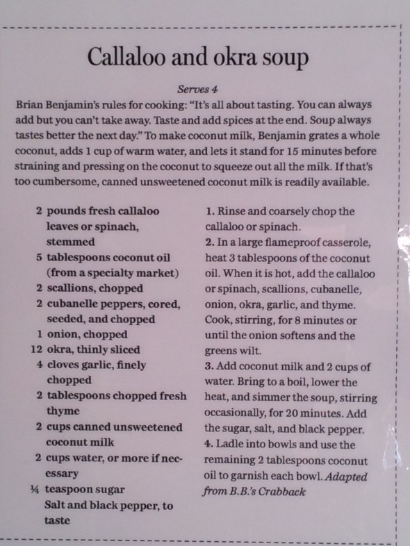 Cabaloo and Okra Soup