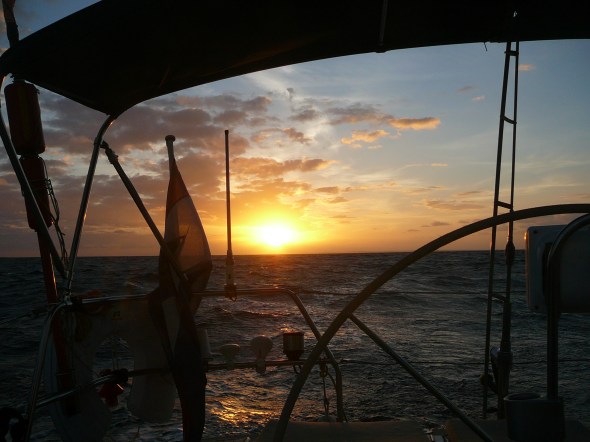 zonsopgang tijdens de trip naar Virgin Gorda